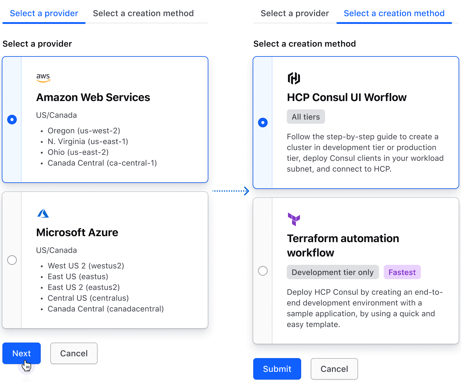 Tabs with external trigger